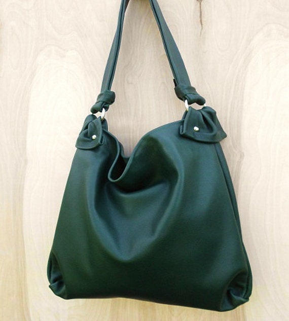 Hunter Green Leather Hobo Bag