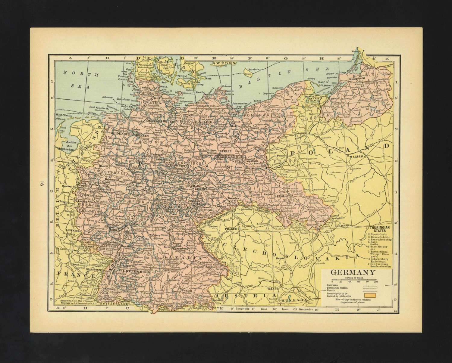 Vintage Map Germany From 1930 Original