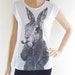 Rabbit Smart Cigar Shirt Rabbit Shirt Bunny Shirt Women T-shirt Tunic Vest Crop Top Screen Print Size M