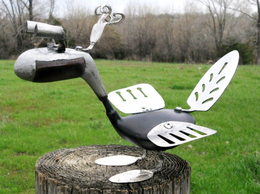 Golf Club Bird Metal Sculpture Yard Art by rustaboutcreations