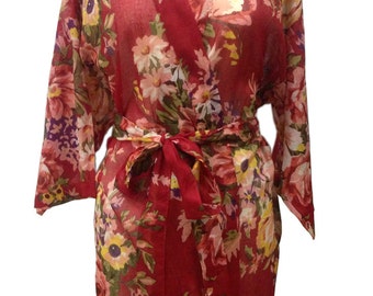 Red Bridesmaids robes Kimono Crossover Robes Spa Wrap Perfect bridesmaids gift, getting ready robes, Bridal shower party wedding favors