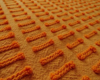 SALE...Pumpkin Orange Morgan Jones Buttonhole Vintage Chenille Bedspread Fabric Piece... 18 x 24"