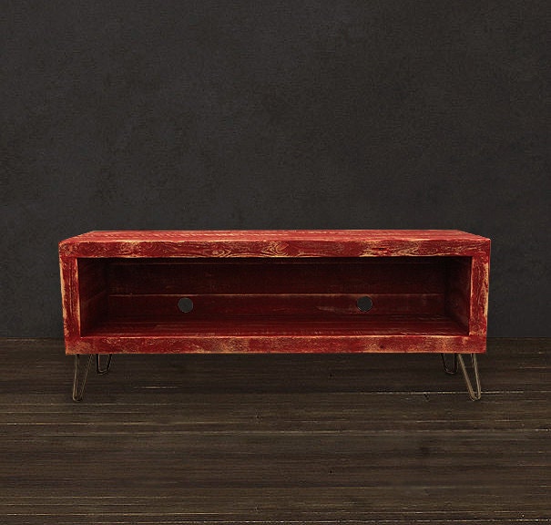 Red Reclaimed Wood TV Stand 36 Unit by AtlasWoodCo on Etsy