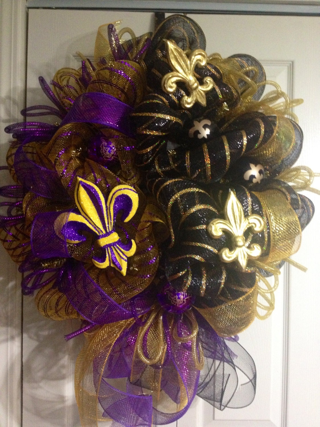 Saints/LSU wreath by WreathsbyLaura on Etsy