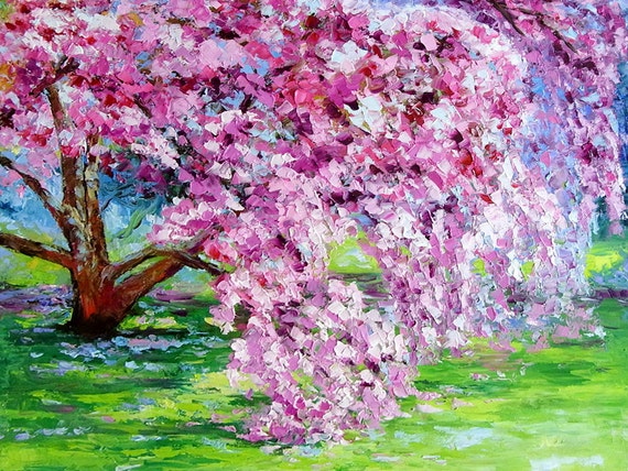 Items similar to Cherry Blossoms Tree - Sakura - Pink Tree Landscape ...