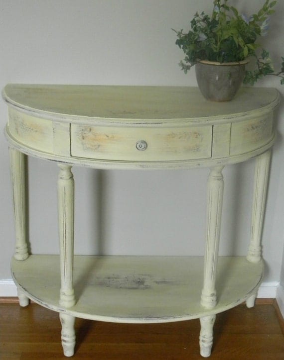 Beautiful Shabby Chic Demilune Console Table