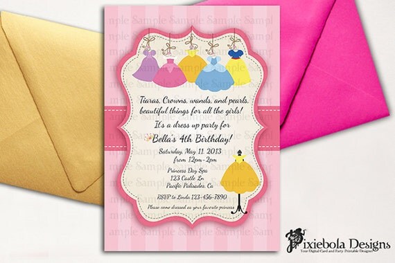 Items Similar To Princess Dress Up Birthday Invitation (design Fee 