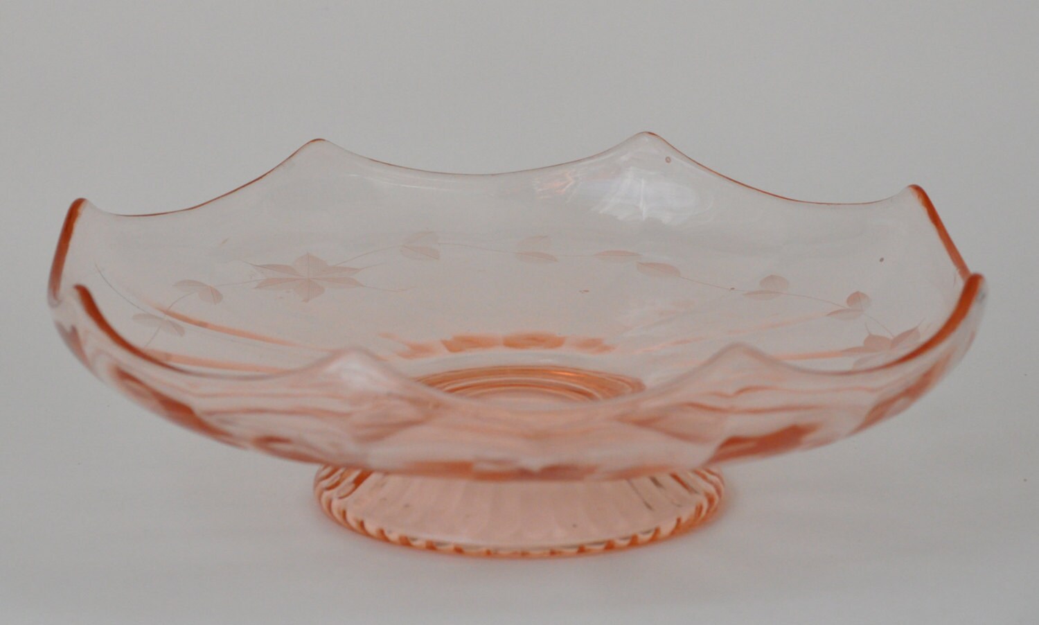 Pink Depression Glass Pedestal Bowl by dishinit on Etsy
