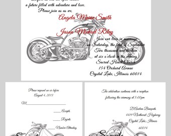 Harley Invitation 100 Personalized Custom Harley Davidson Motorcycle Wedding Invitations Set