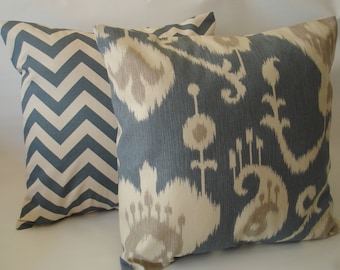 Blue THROW PILLOWS, Blue Decorative Pillows, Blue Throw Pillows, 20" Pillows, Two Decorative Pillows