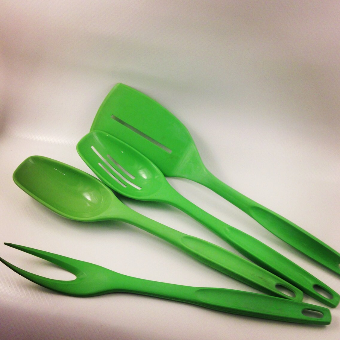 Vintage Foley Lime Green Plastic Cooking Utensils by KitchenReRuns