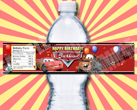 Disney Cars Water Bottle Labels Printable - Printable Birthday Party Water Bottle Label