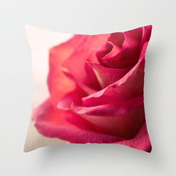 Throw Pillow Case/Cover, floral photography, botanical, red rose ...