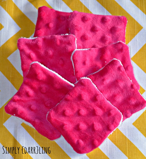 Reusable Makeup Remover Pads - Pink Minky and Terry Cloth