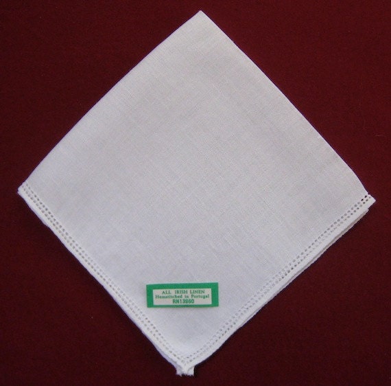 100% Irish Linen Handkerchief Ladies Handkerchief Double