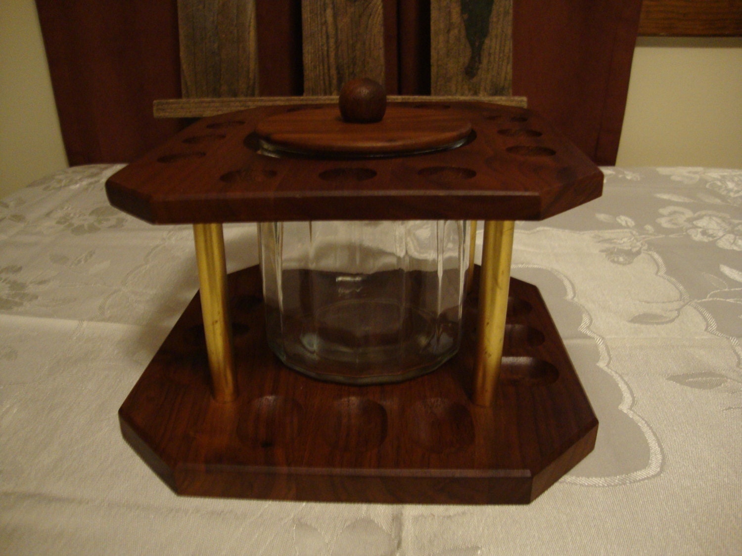 Vintage Large Pipe Stand and Tobacco Jar