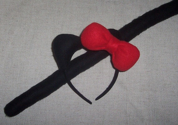 Hello Kitty Ears Headband And Tail Black With Red Bow Sith