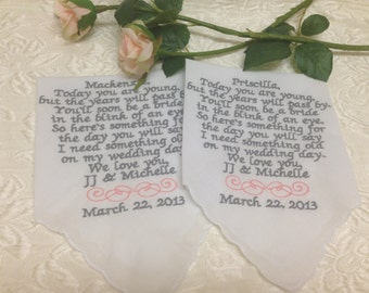 Set of 2 flower girl handkerchiefs