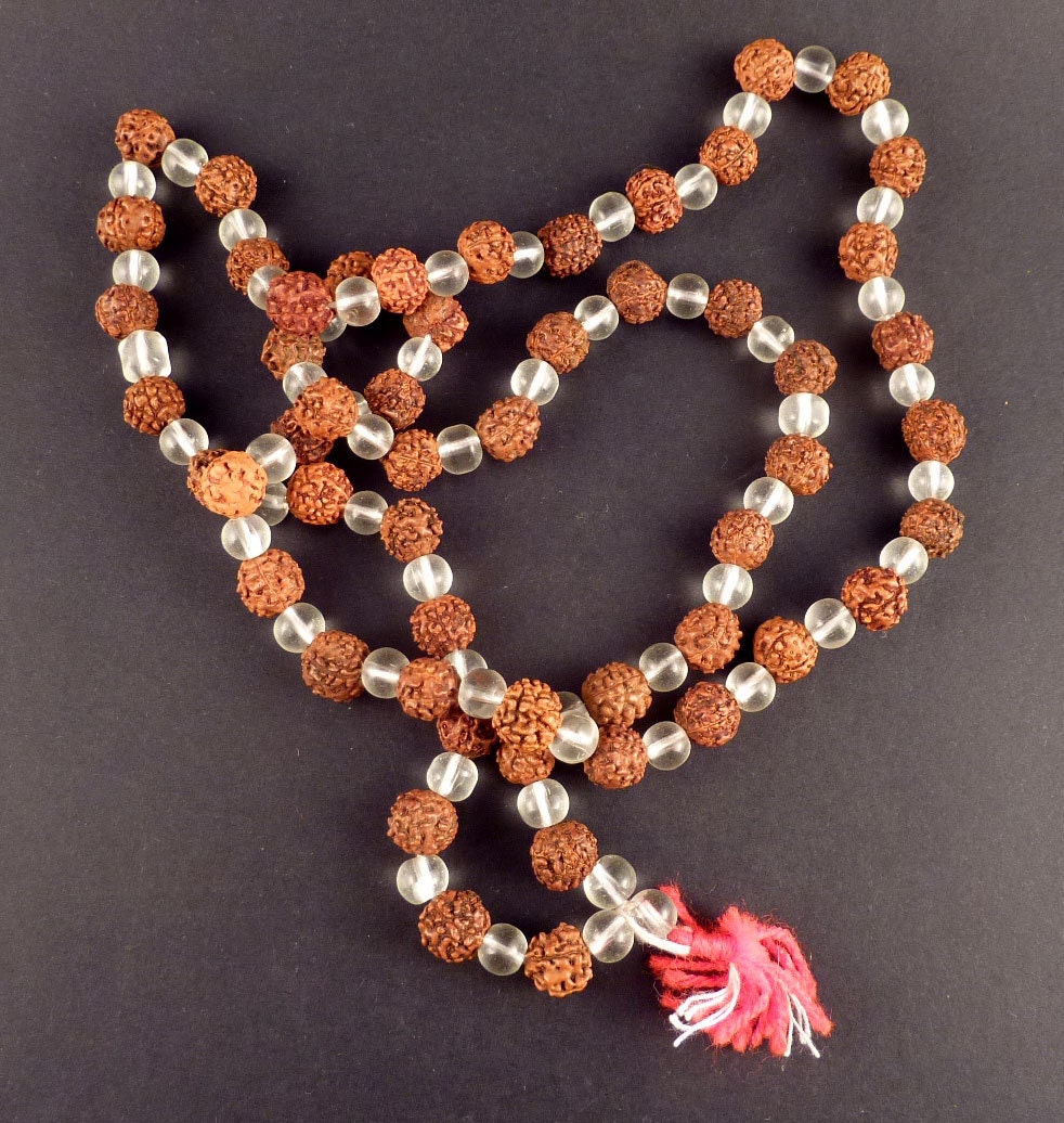 Rudrakshan seeds and glass beads hindu rosary from India