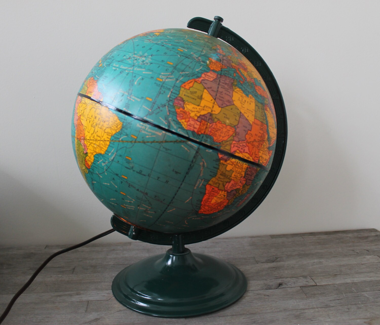 Vintage Illuminated Light Up Globe 1961 Air by Cartographics