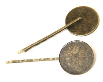 12 Pcs of hair bobby pin for 25mm cameo-M6009-Antique bronze