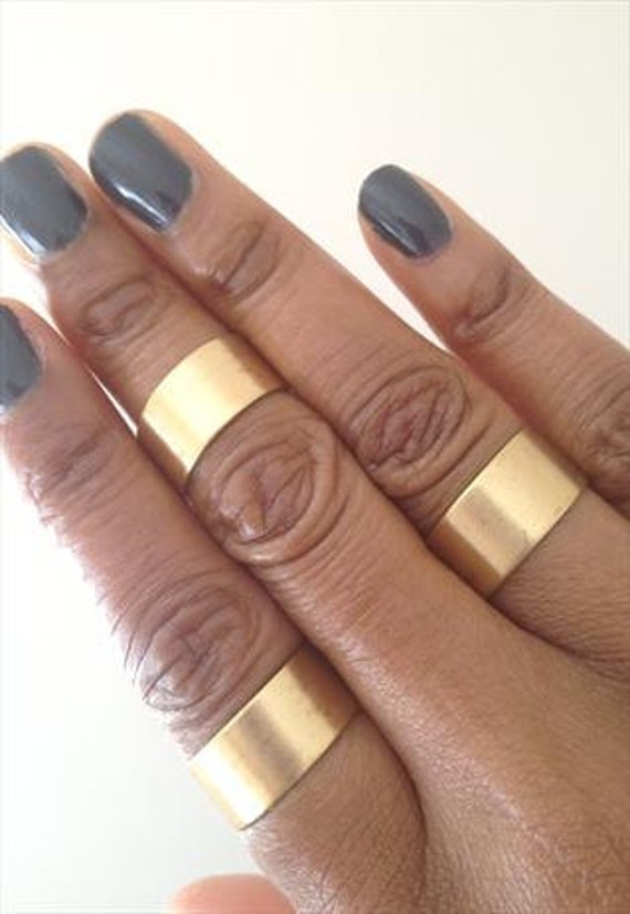 Gold Cuff Rings Set of 3 Wide Rings adjustable Rings UK Shop