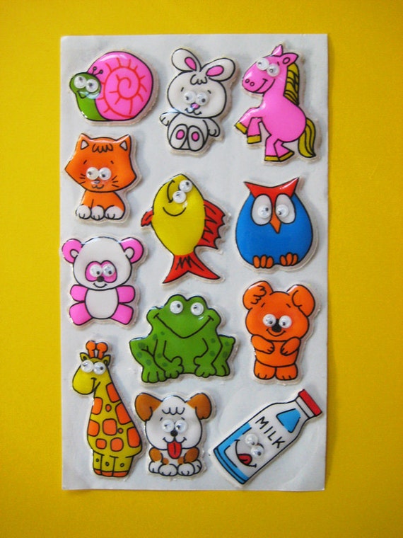 Vintage 1980's RUSS Puffy Googly Eye Stickers by vintagewhatnots