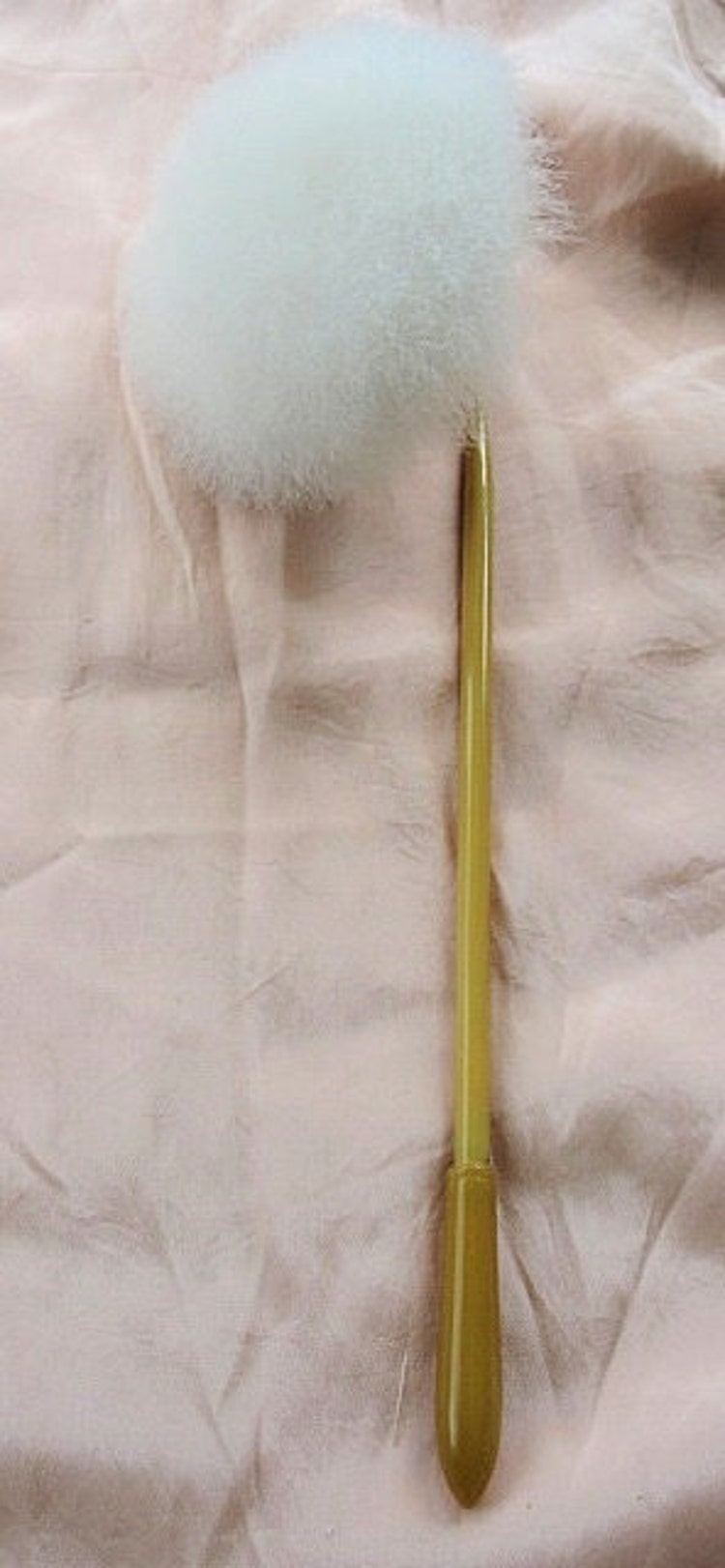 RARE Vintage 20s Deco Long Handled Powder Puff Wand by