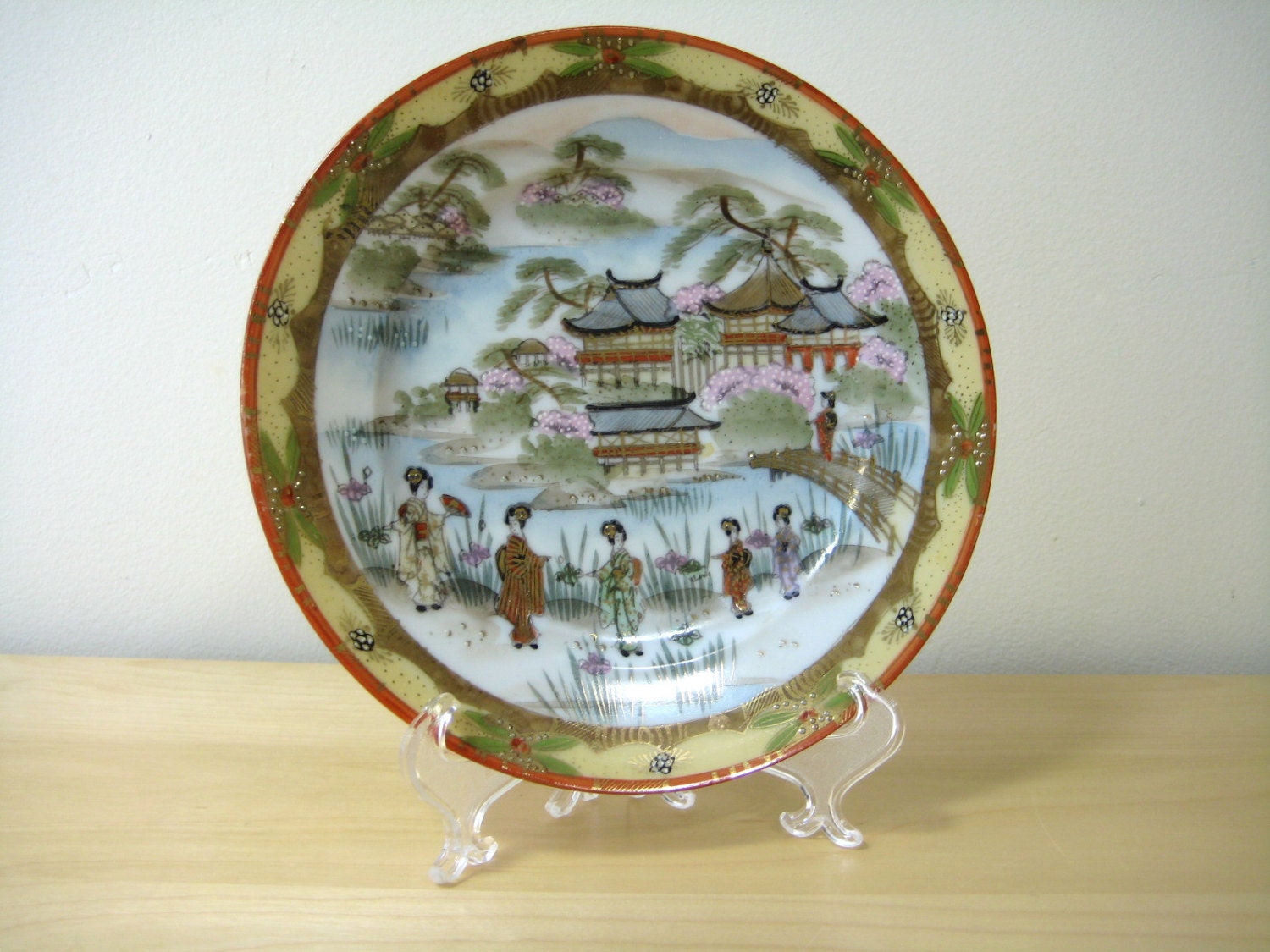 vintage handpainted Japanese plate by EightLotsRoad on Etsy
