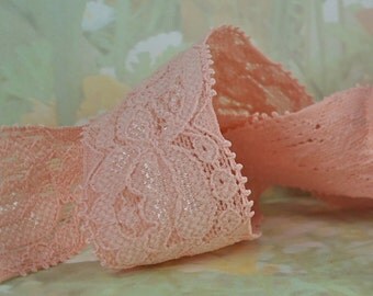 3yds Elastic Lace Ribbon Pink Stretch Trim 1 inch 25mm Baby Headbands, lingerie Trim Bra elastic sewing trim