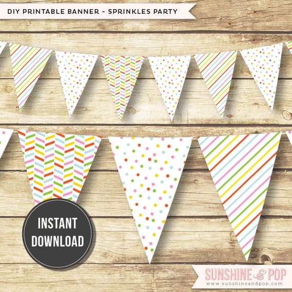 Items similar to INSTANT DOWNLOAD Printable Banner Sprinkle Confetti