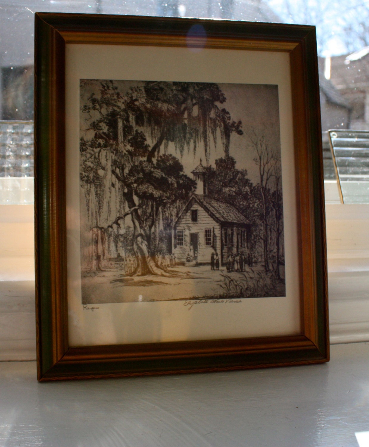 Framed Signed Etching Print Elizabeth O'Neill Verner of