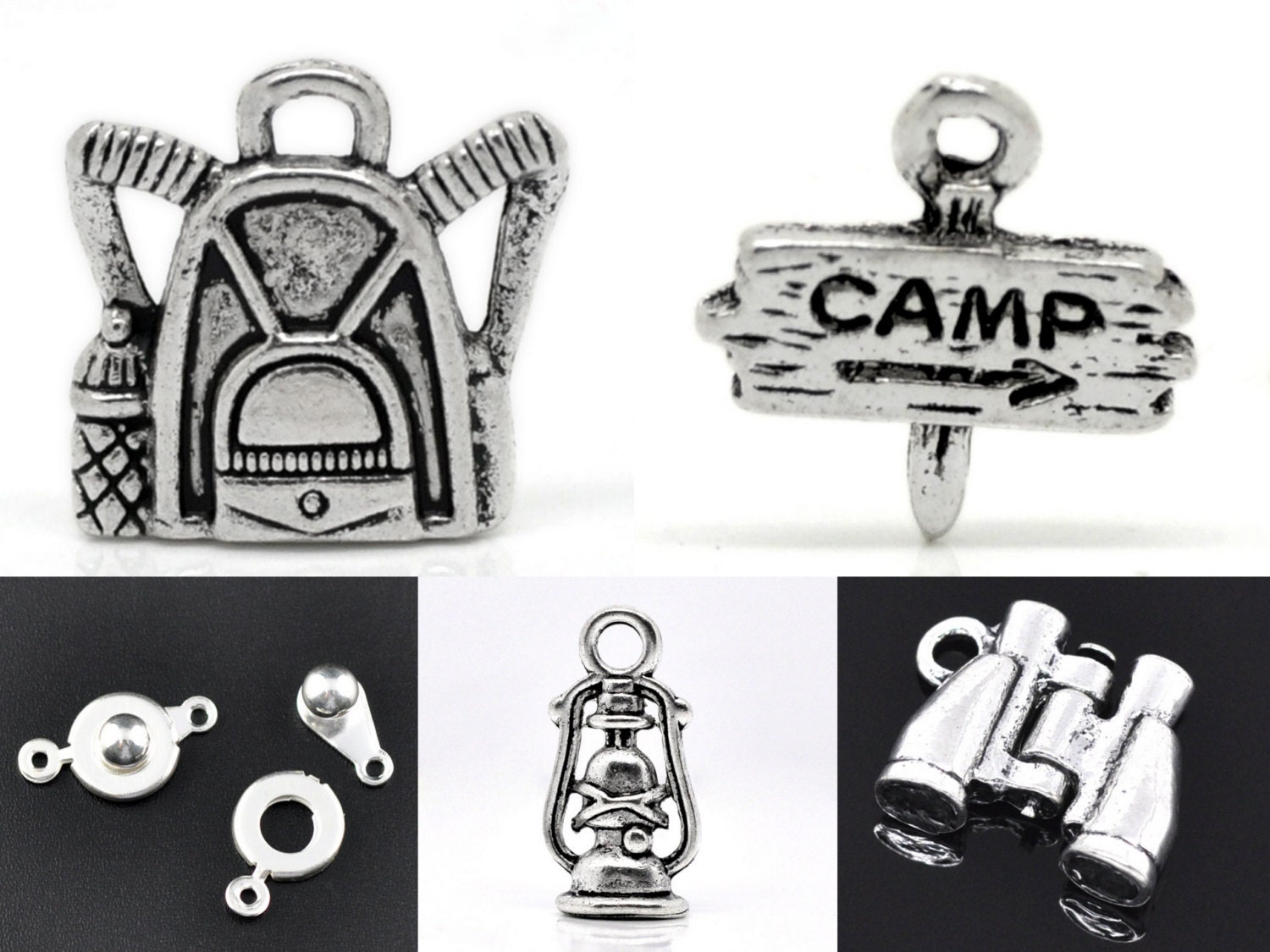 Silver Charms Camping Set Backpack Trailer Hitch Clasp