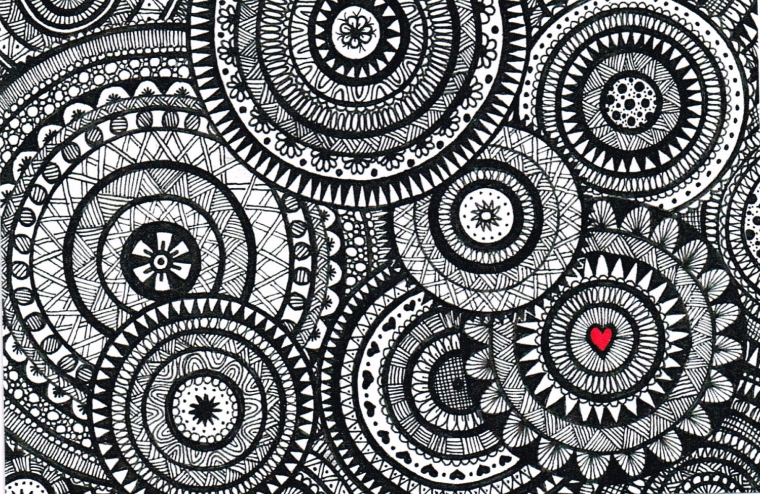 Black and White Zentangle Circle Collage by