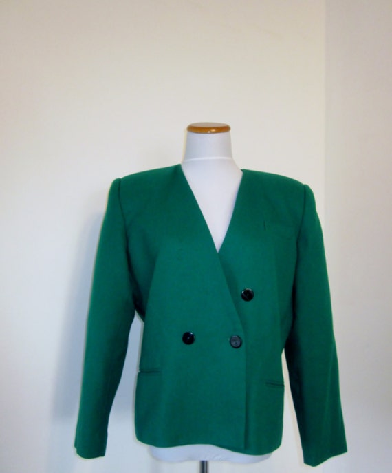 Items similar to Vintage Kelly Green Wool Jacket, Double Breasted ...