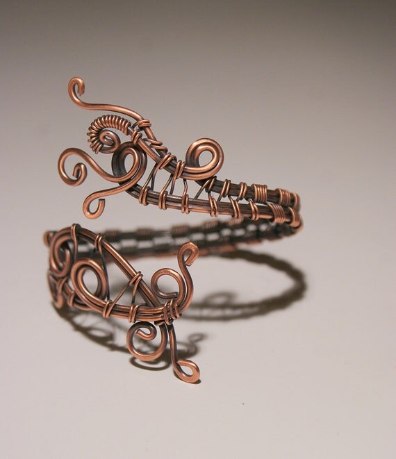 copper cuff bracelet- handcrafted oxidized copper wire weave wrapped cuff bracelet wire wrapped jewelry handmade-copper jewelry