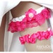Bridal Garter sSet in Pink and Ivory with Brooches, and Handmade Flowers