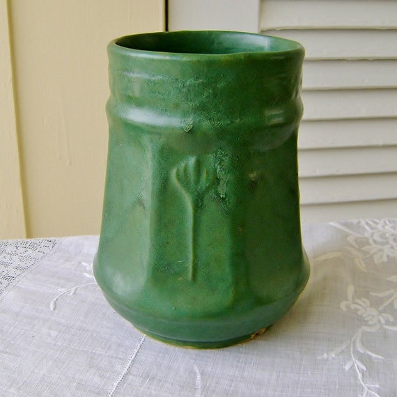 Zanesville Pottery Matte Green Arts & Crafts Vase Antique