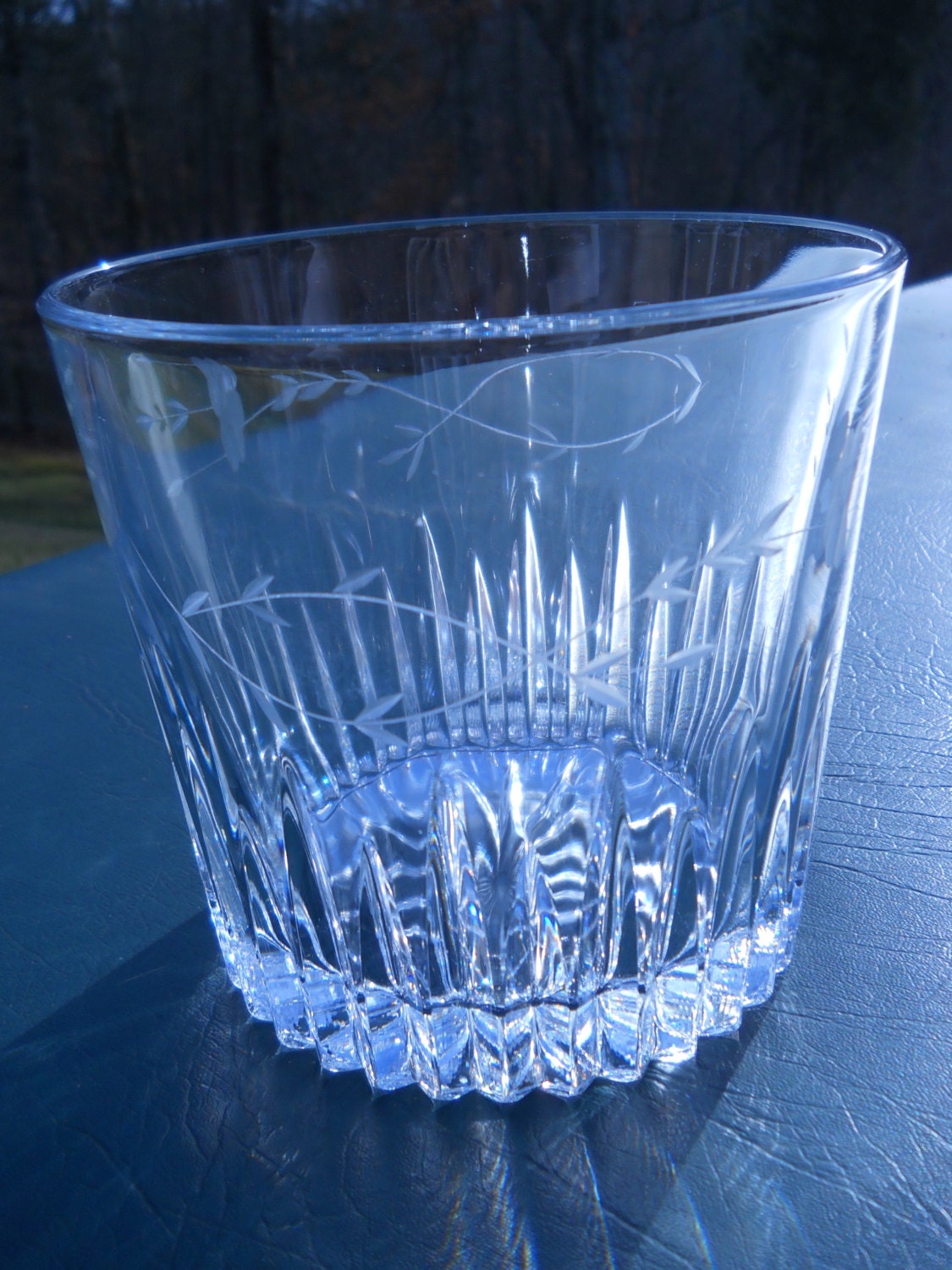 Etched Heavy Lead Crystal Ice Bucket Kitchen by DoodahsAttic