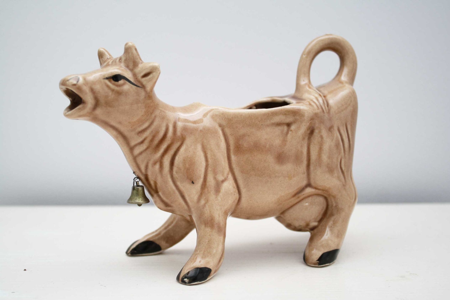 Vintage Ceramic Cow Creamer with Bell