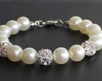 Pearl bracelet, bridesmaid jewelry, bridesmaid bracelet, bridal bracelet, wedding bracelet