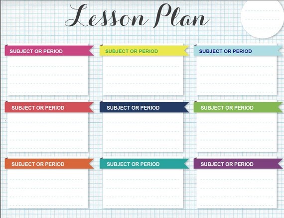 Lesson Plan Printable Editable Lesson Plan Instant Download