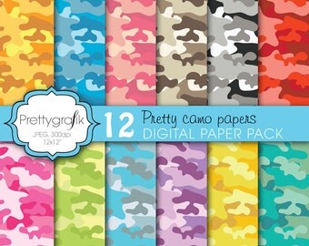 camouflage digital paper, commercial use, scrapbook papers, background - PS614