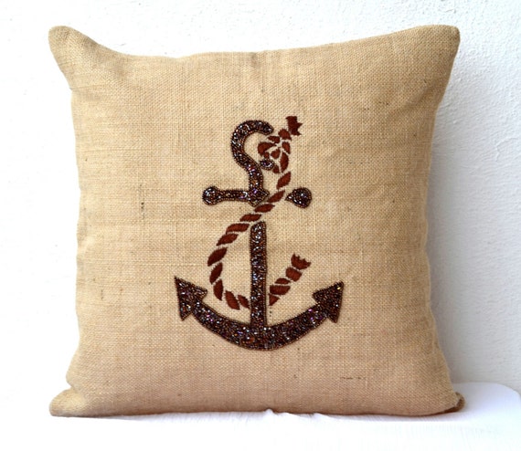 Anchor throw pillows Nautical pillow covers Beach pillows