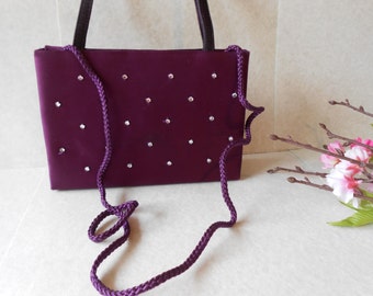 Vintage Evening Bag Plum Purse with Rhinestones ...