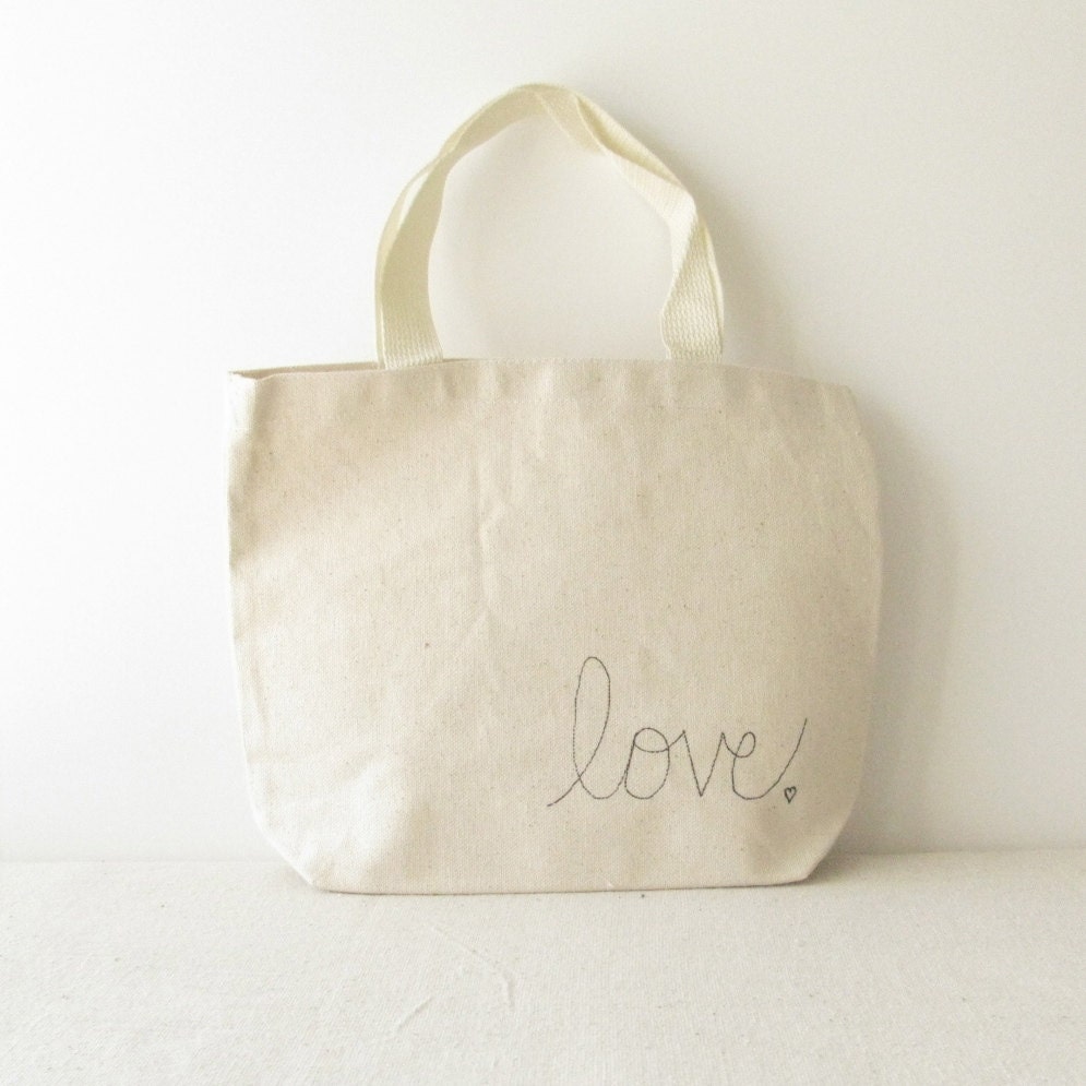Small Canvas Tote Bag Love Tote Bag Valentines Day Bag