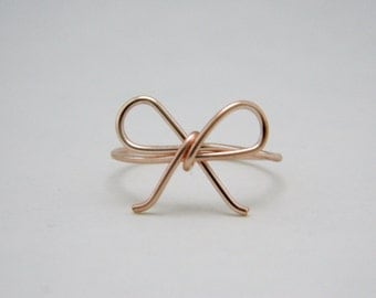 Rose Gold Bow Tie Ring • Tie the Knot • Forget me Not • Simple Dainty Rose Gold Ring • Bridesmaid Gift • Bride Wedding Shower Under 10