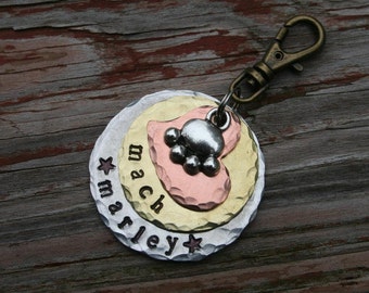 Custom mixed metal AKC MACH NATCH agility metal zipper pull / clip keychain