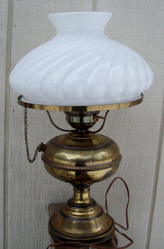 Vintage Brass Electric Converted Oil Lamp