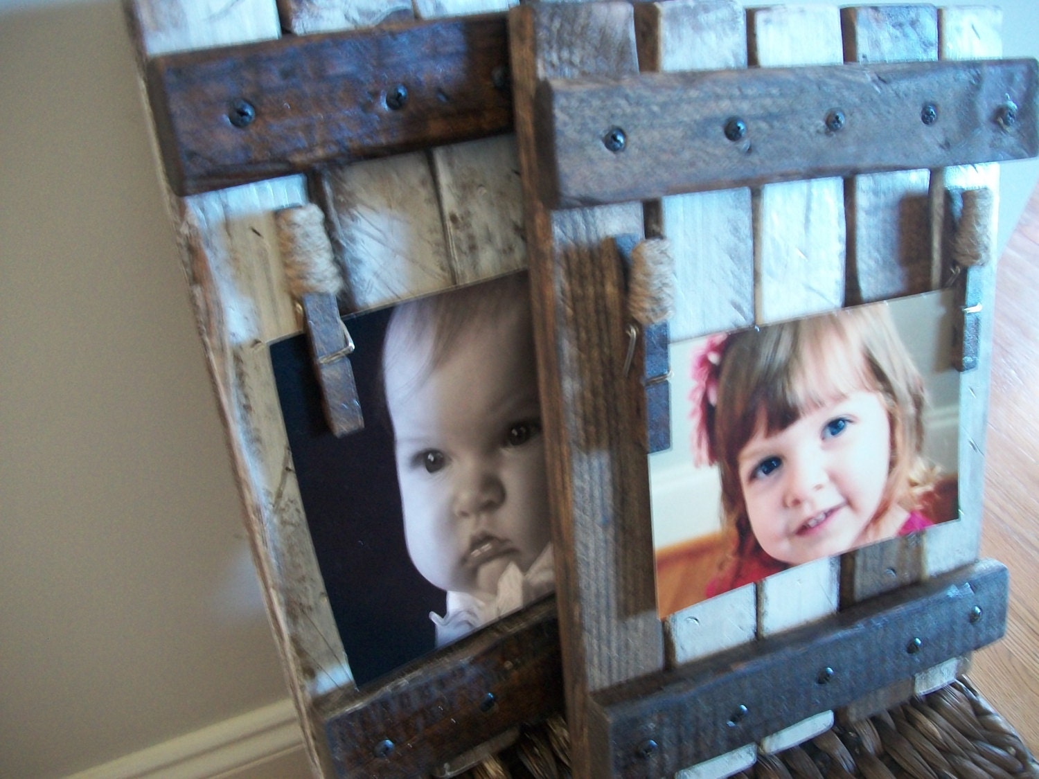 Picture holder/frame set of two Rustic/shabby chic wall